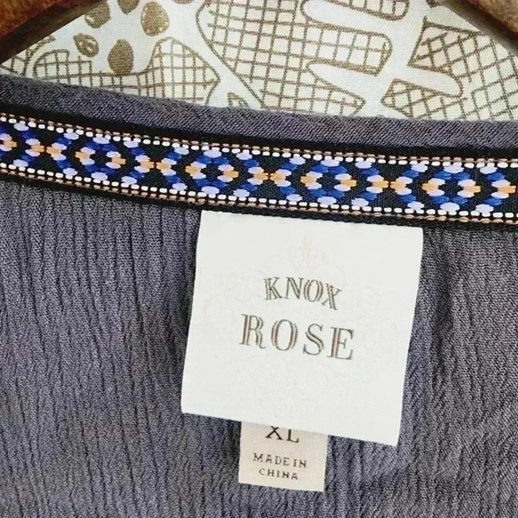 Knox Rose Rayon Crochet Fringe Open Front Cardigan XL - Picture 6 of 8